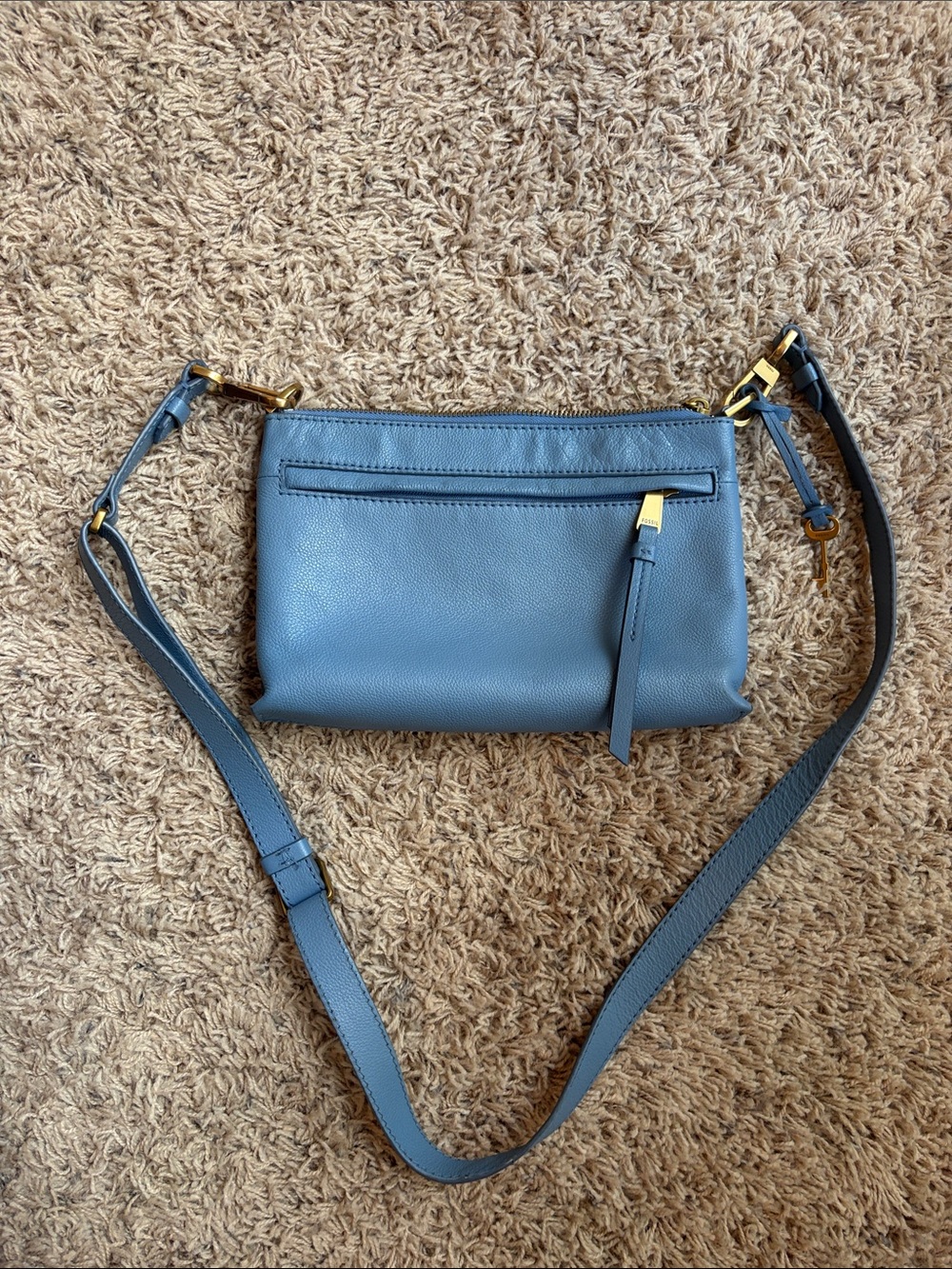 Fossil Leather Crossbody Bag in Slate Blue - Women's Shoulder Bag